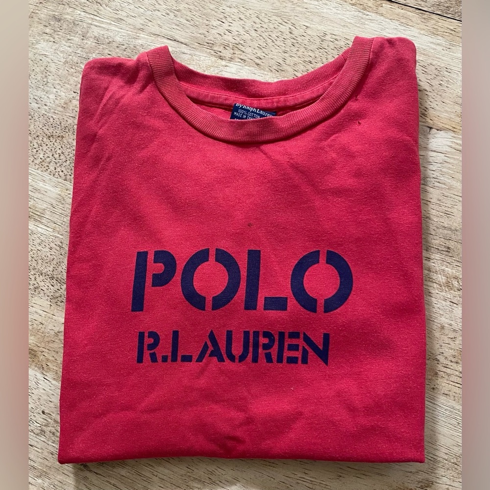 Vintage Polo Ralph Lauren Boy’s Sz 7 Red Logo‎ Cotton Jersey Tee